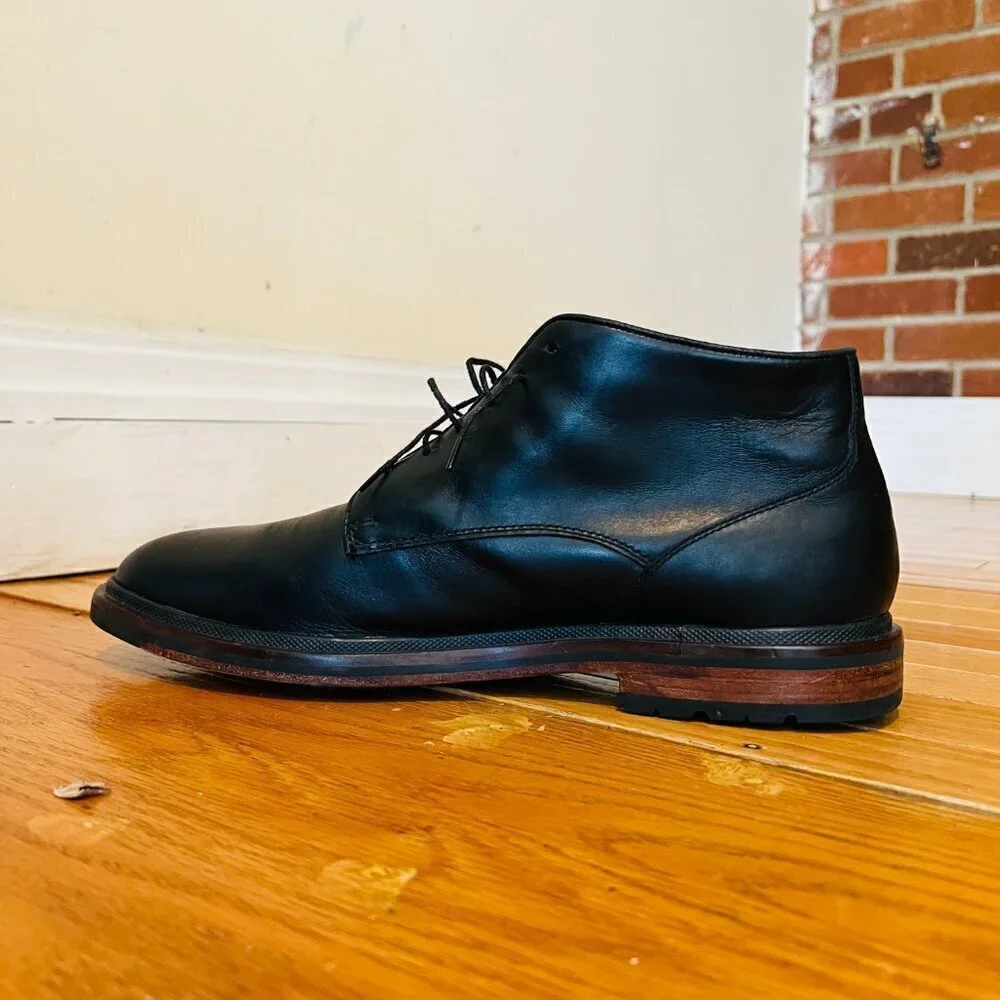 COLE‎ HAAN Grand Boot Black Leather Size 10.5 M Mens Ankle Lace Up Chukka Boots
